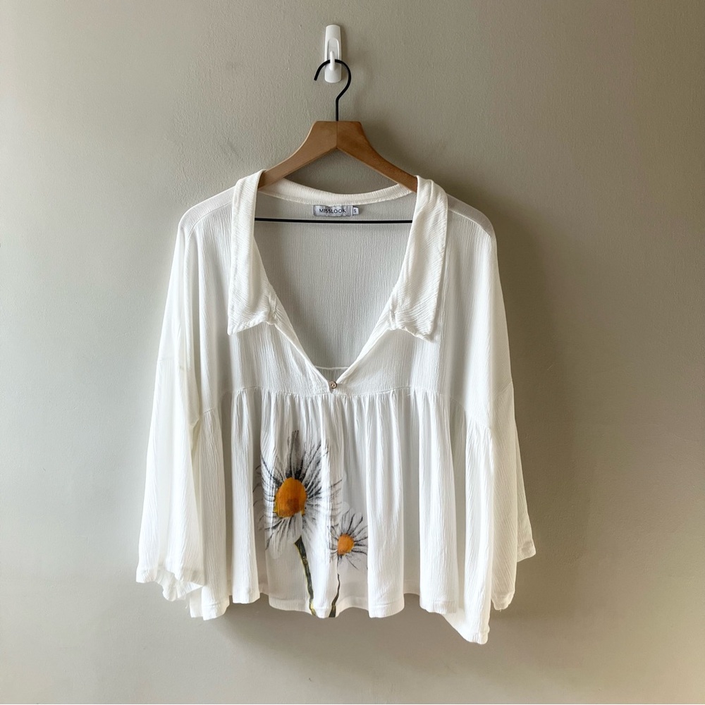 MISSLOOK Oversized Flowy Boho Daisy Blouse